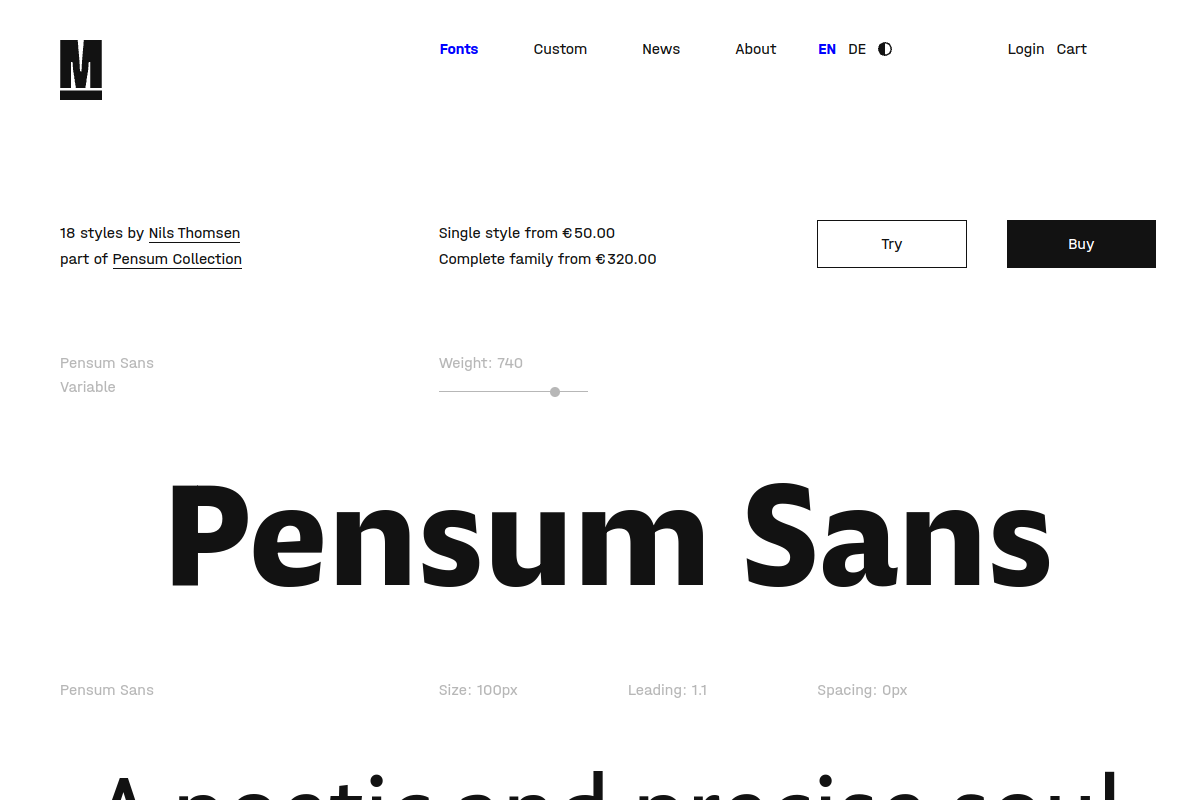 screenshot of Pensum Sans