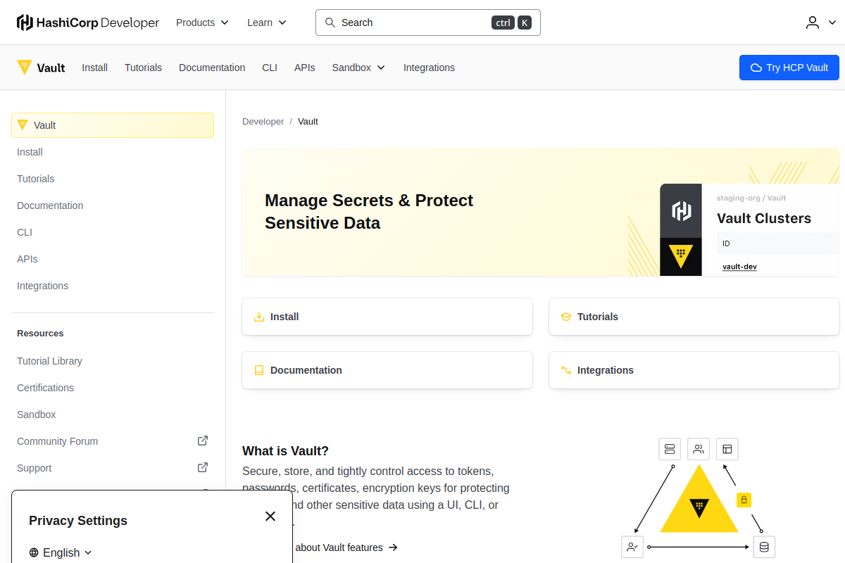 Screenshot of vaultproject.io