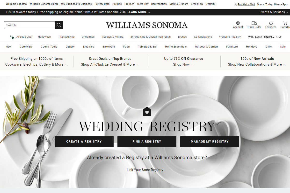 Williams Sonoma Wedding Registry