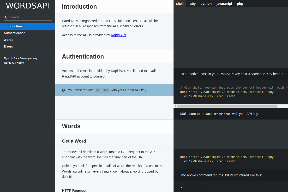 Words preview