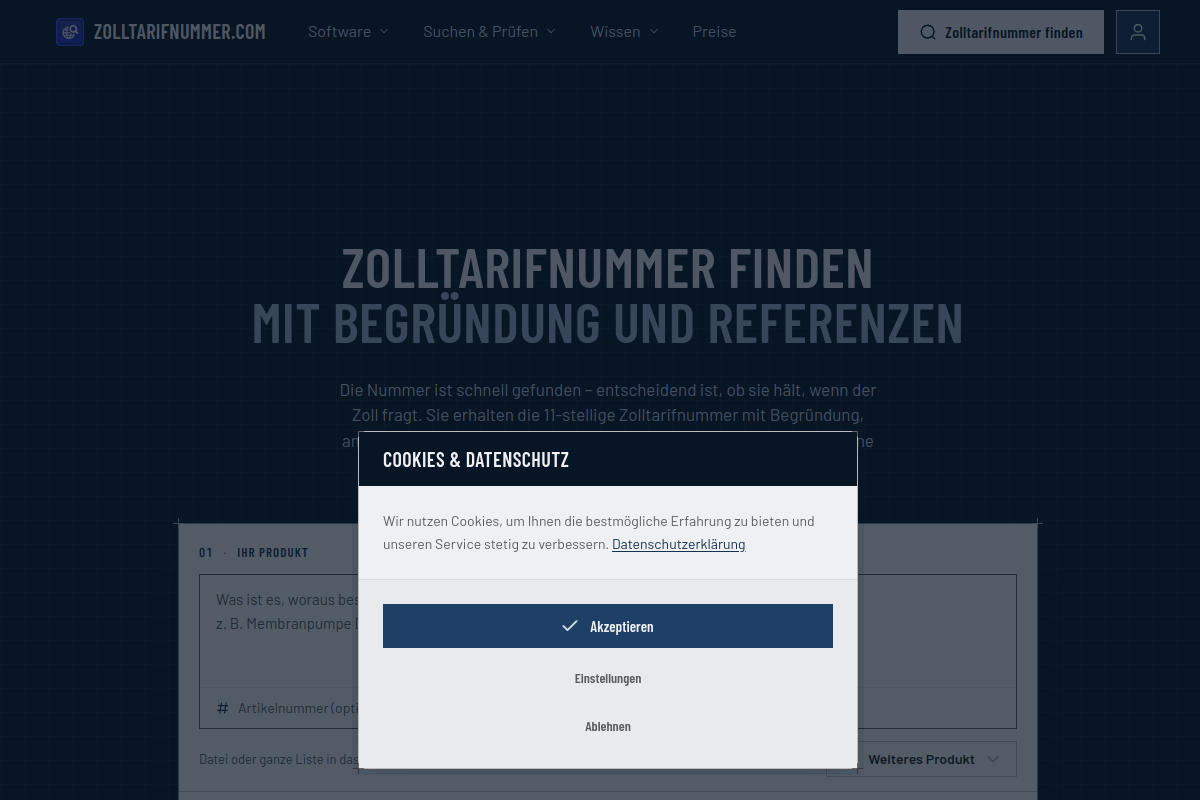 Zolltarifnummer.com preview