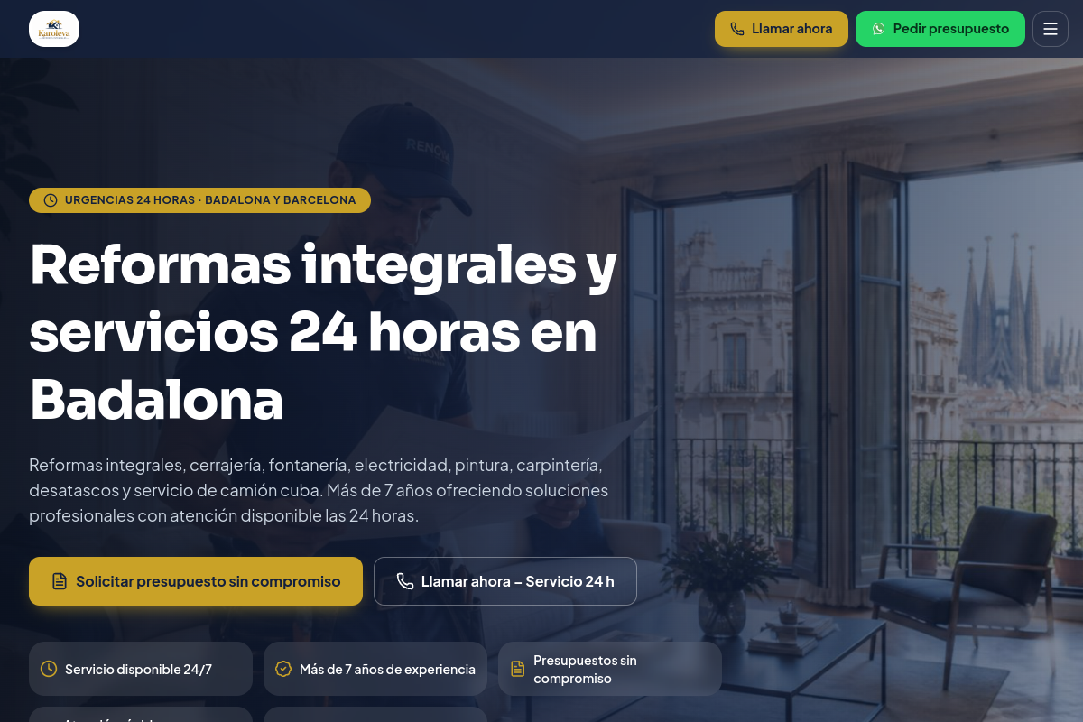 Captura real de la web Karoleva Construcciones