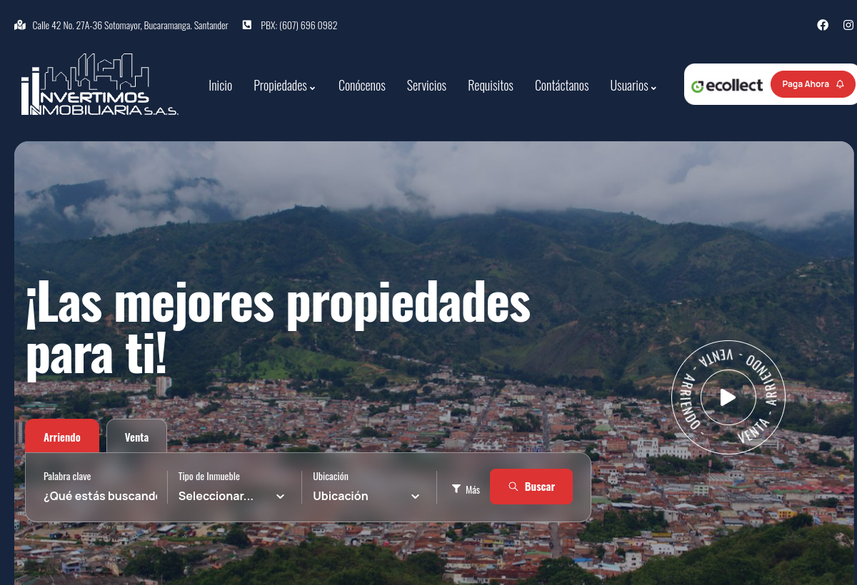 Captura del proyecto Invertimos Inmobiliaria
