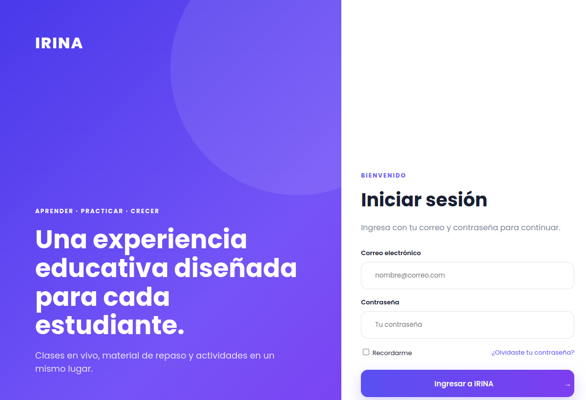 Captura del proyecto Irina