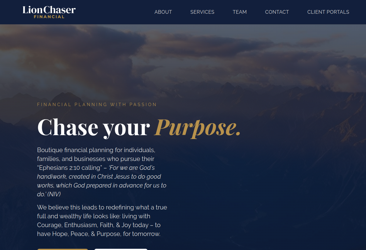 Screenshot of Lion Chaser Financial