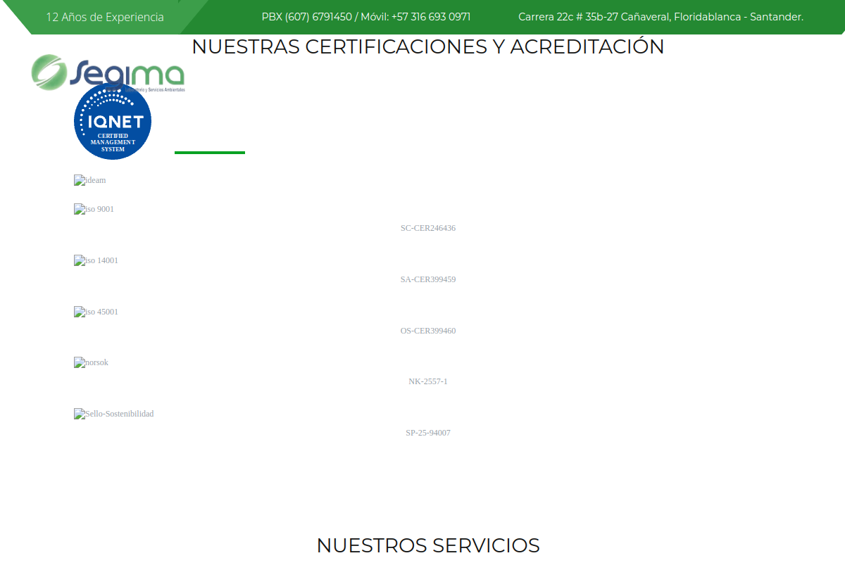 Captura del proyecto Segima