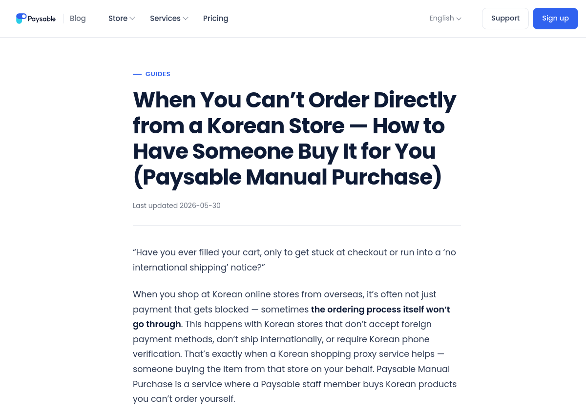 Paysable official manual-purchase fee guide