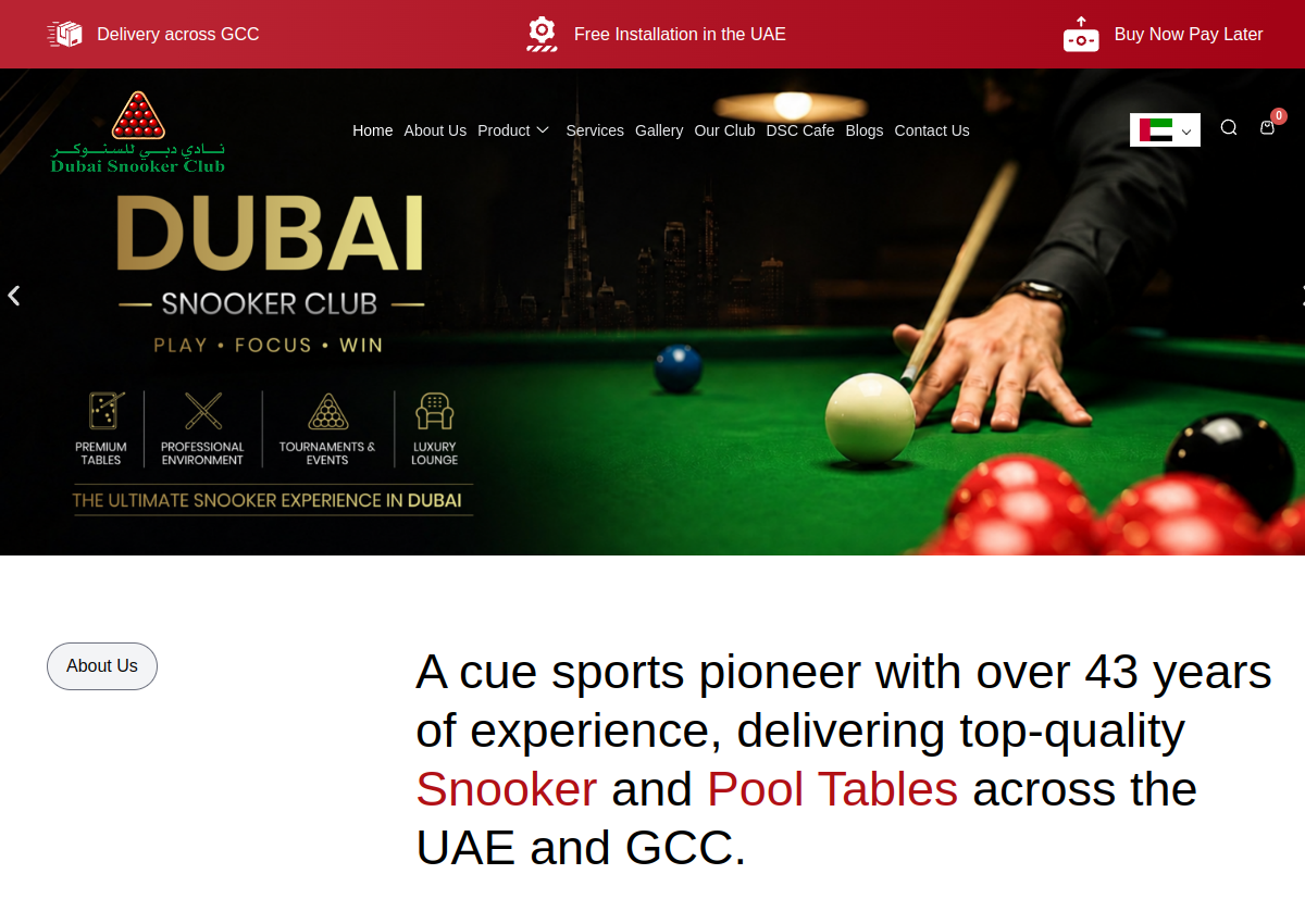 Dubai Snooker website preview
