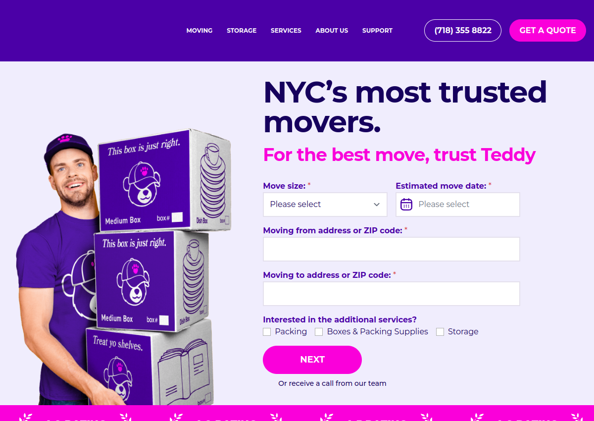 Teddy Moving website preview