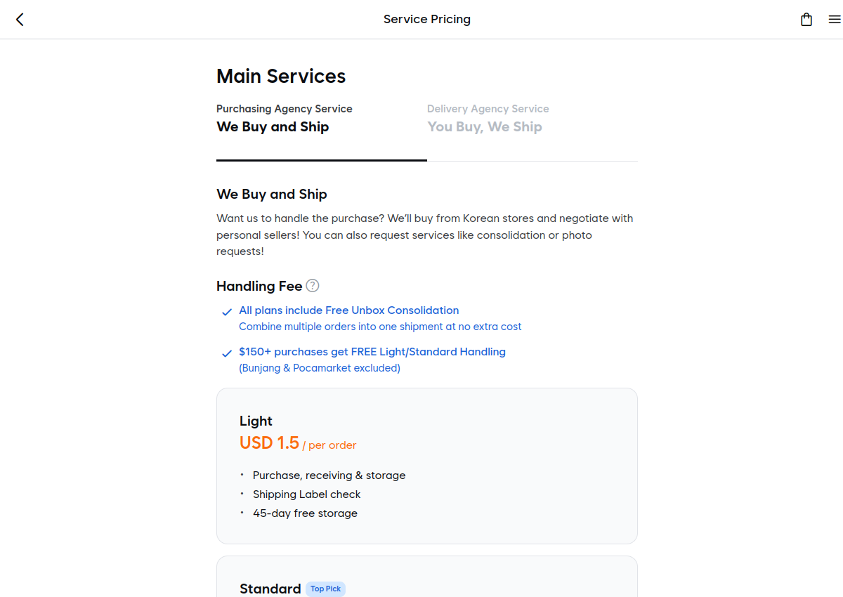 Delivered Korea official pricing
