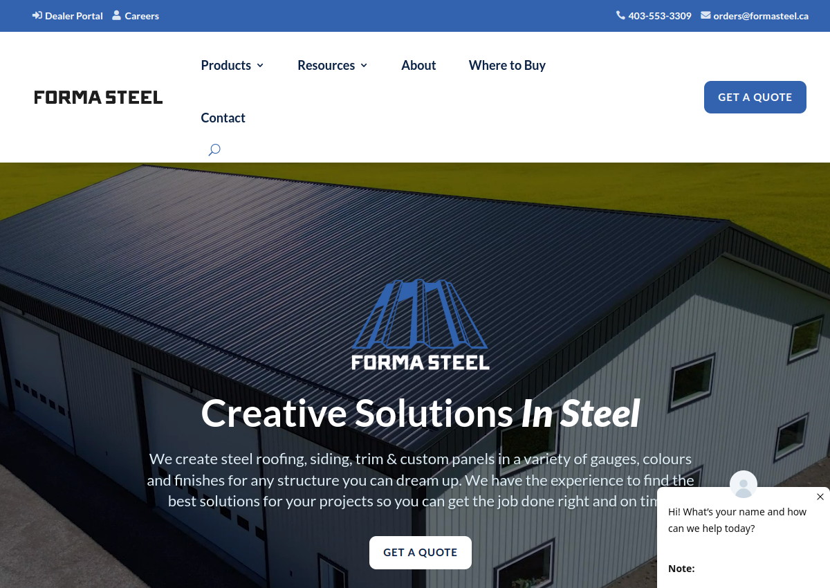 Form-A-Steel website preview