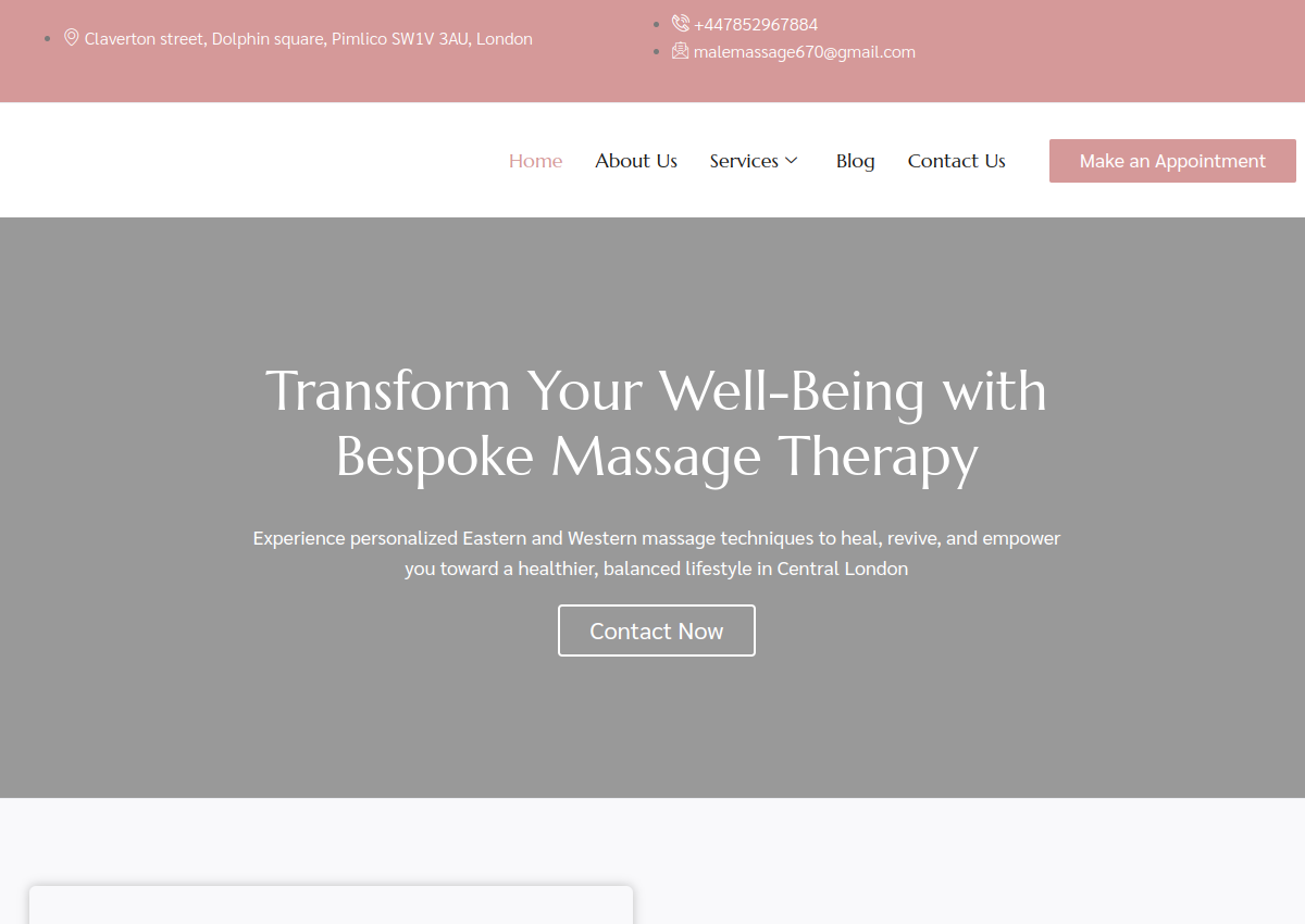Massage London SW1 website preview