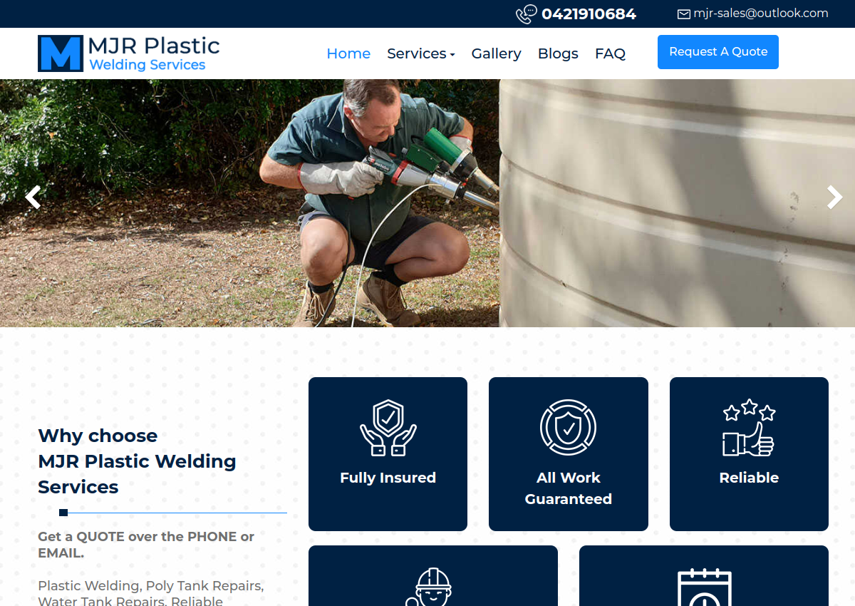 MJR Plastic Welding Services website preview