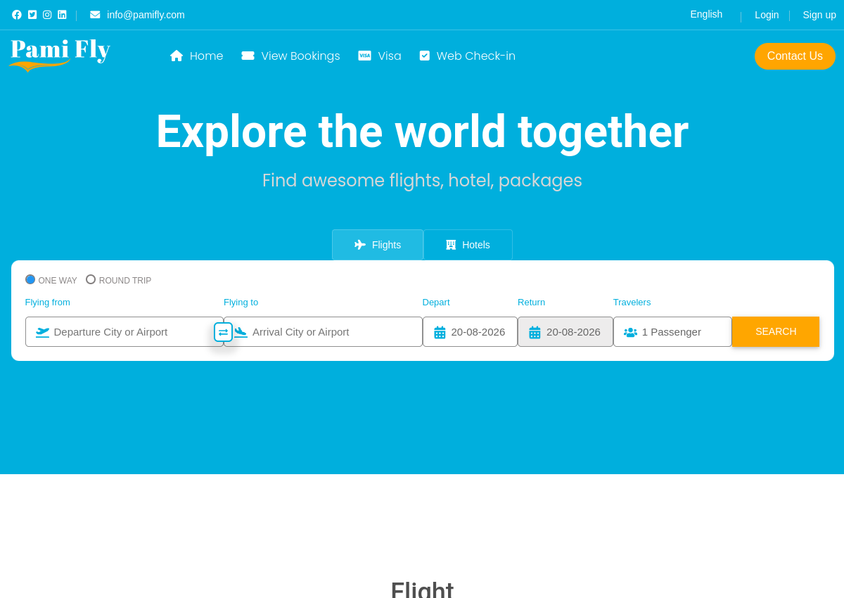 PamiFly website preview