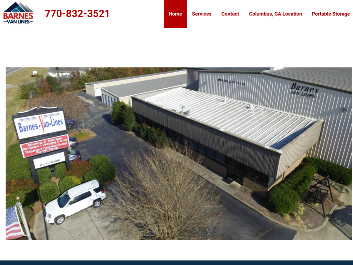 Barnes Van Lines website screenshot