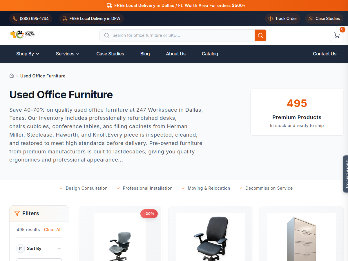 247 Workspace Office Furniture website screenshot