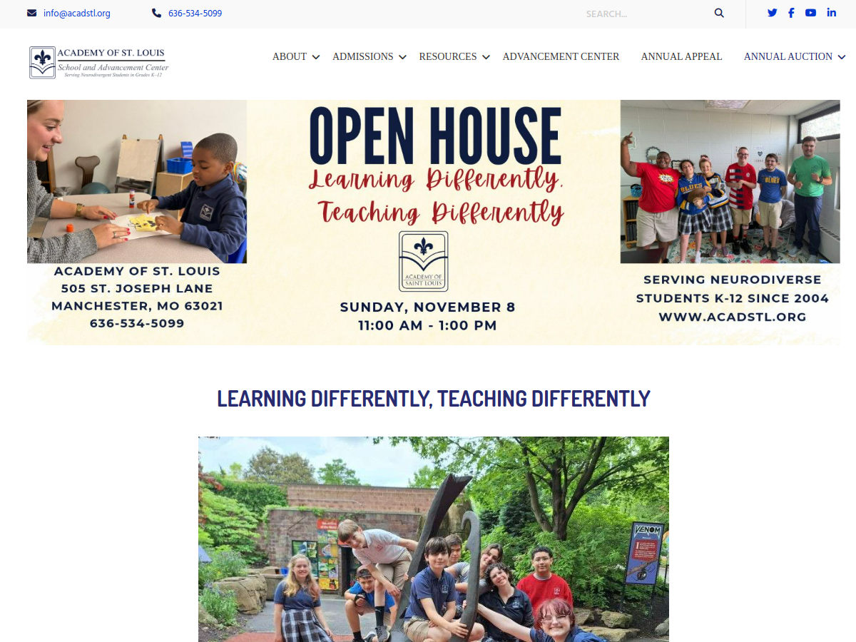 Academy of St. Louis website screenshot