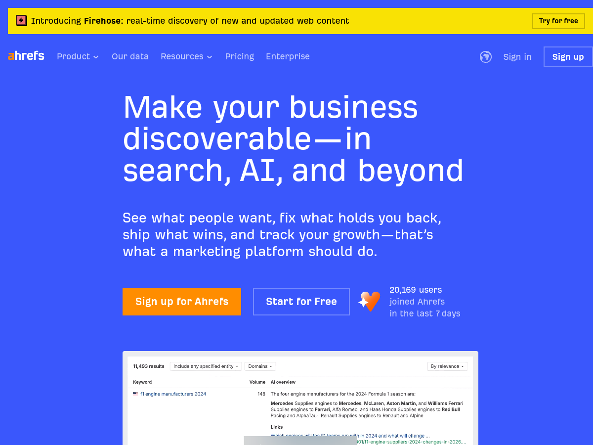 Ahrefs website screenshot