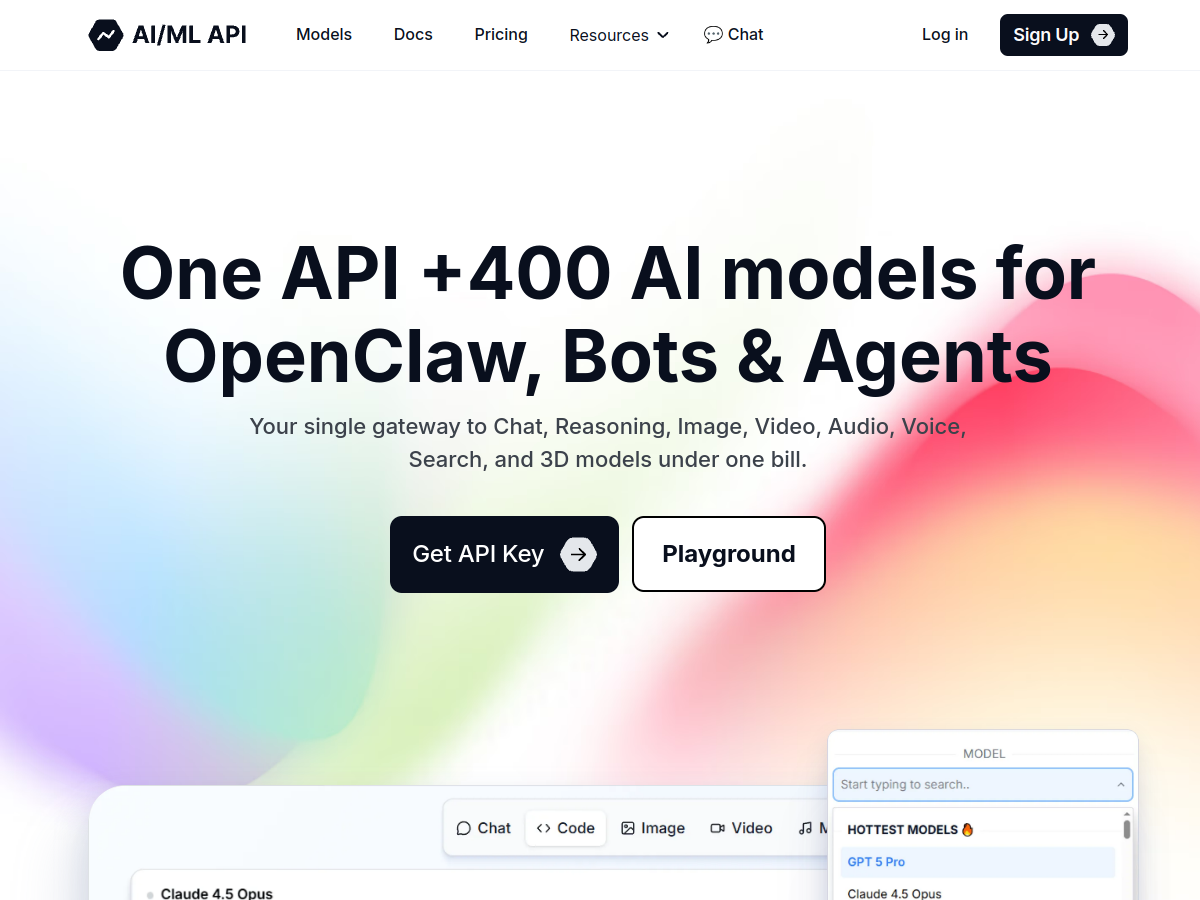 AIML API website screenshot