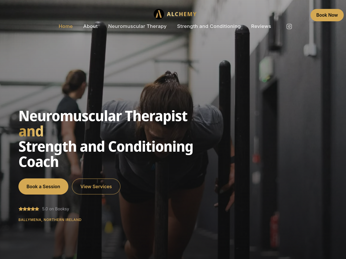 Alchemy Sports Therapy website homepage
