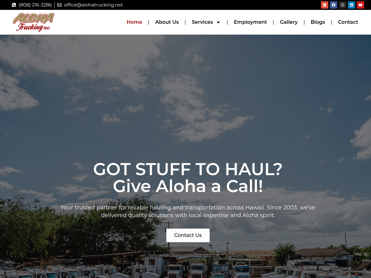 Aloha Trucking Inc website screenshot
