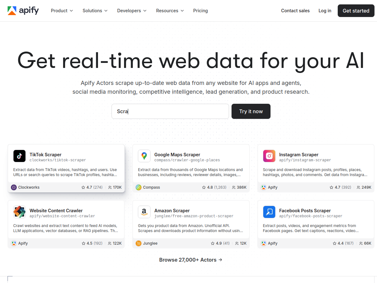 Apify website screenshot