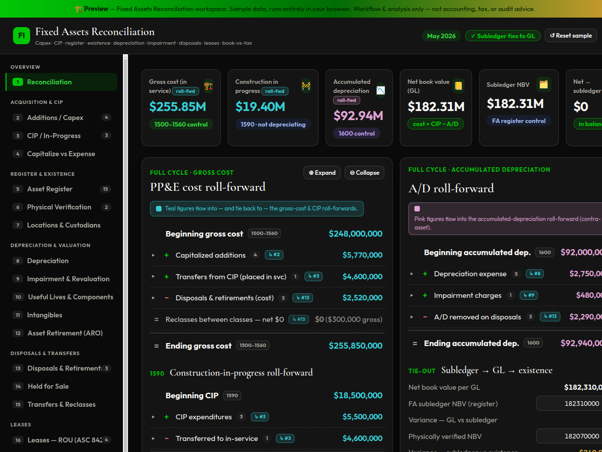 Preview of Fixed Assets Reconciliation
