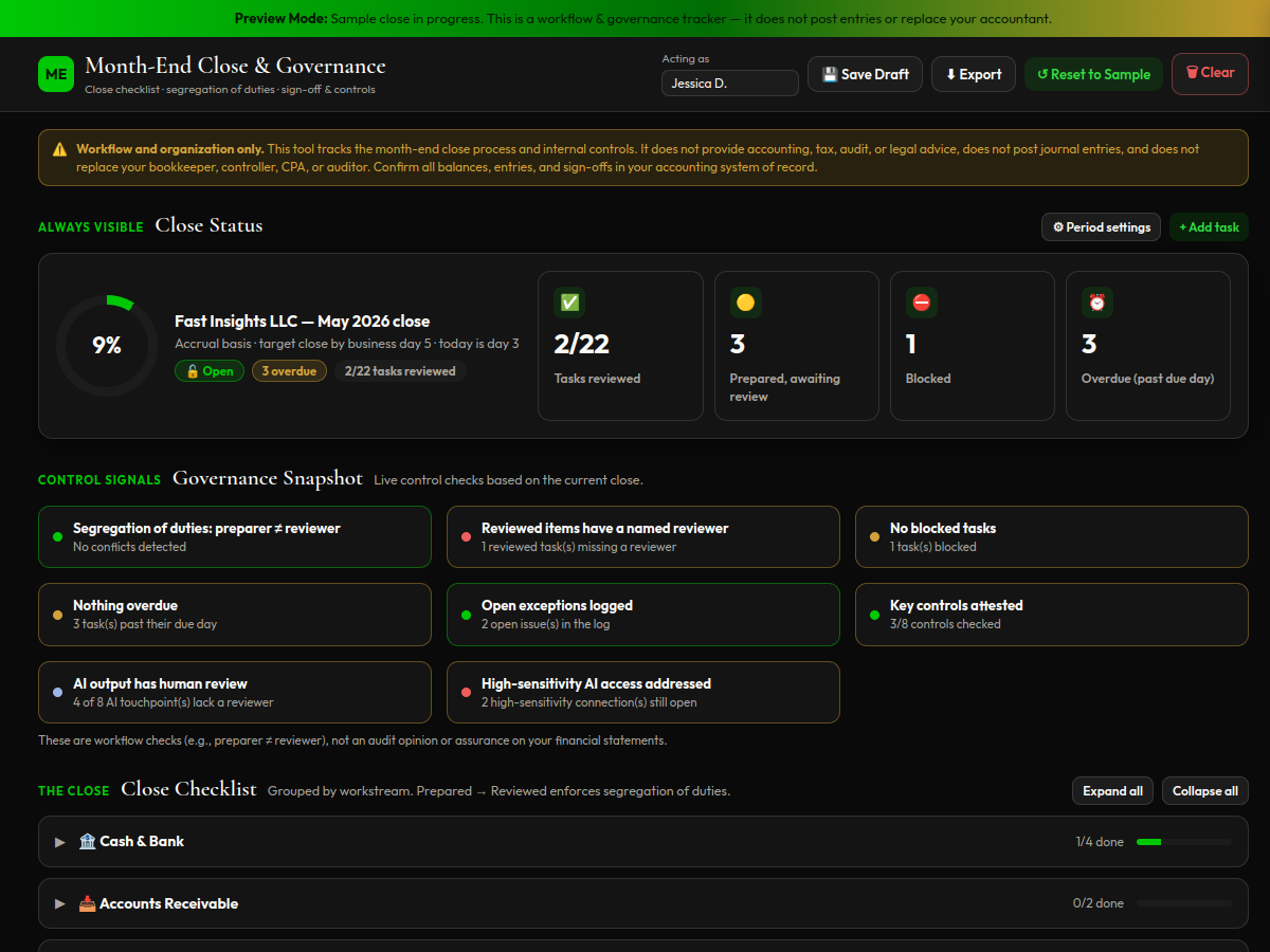 Preview of Month-End Close & Governance