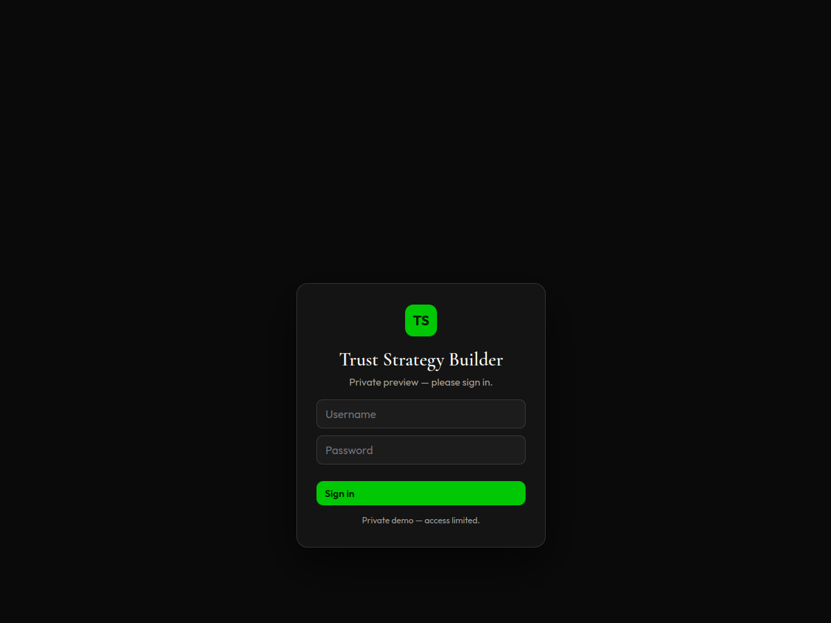 Preview of Trust Strategy Builder