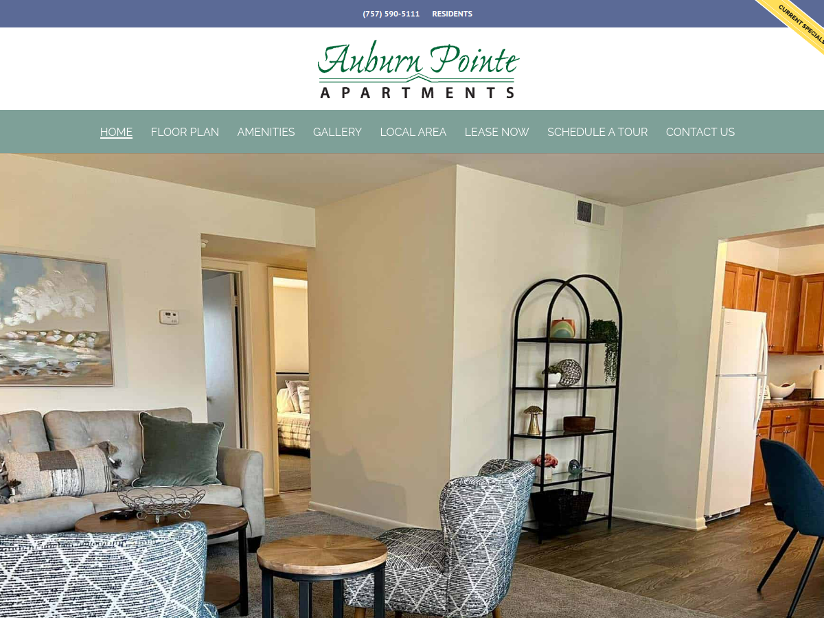 Auburn Pointe Apartments website screenshot
