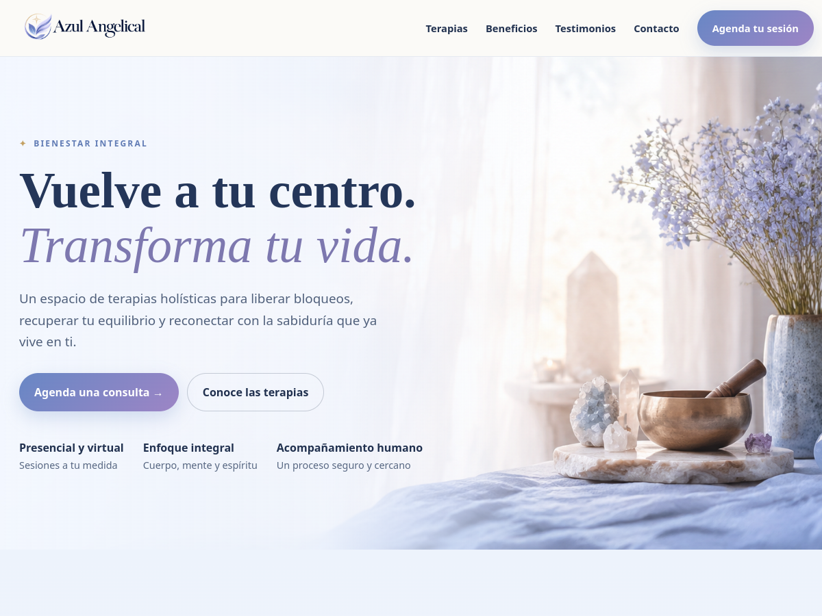 Vista previa del website Azul Angelical