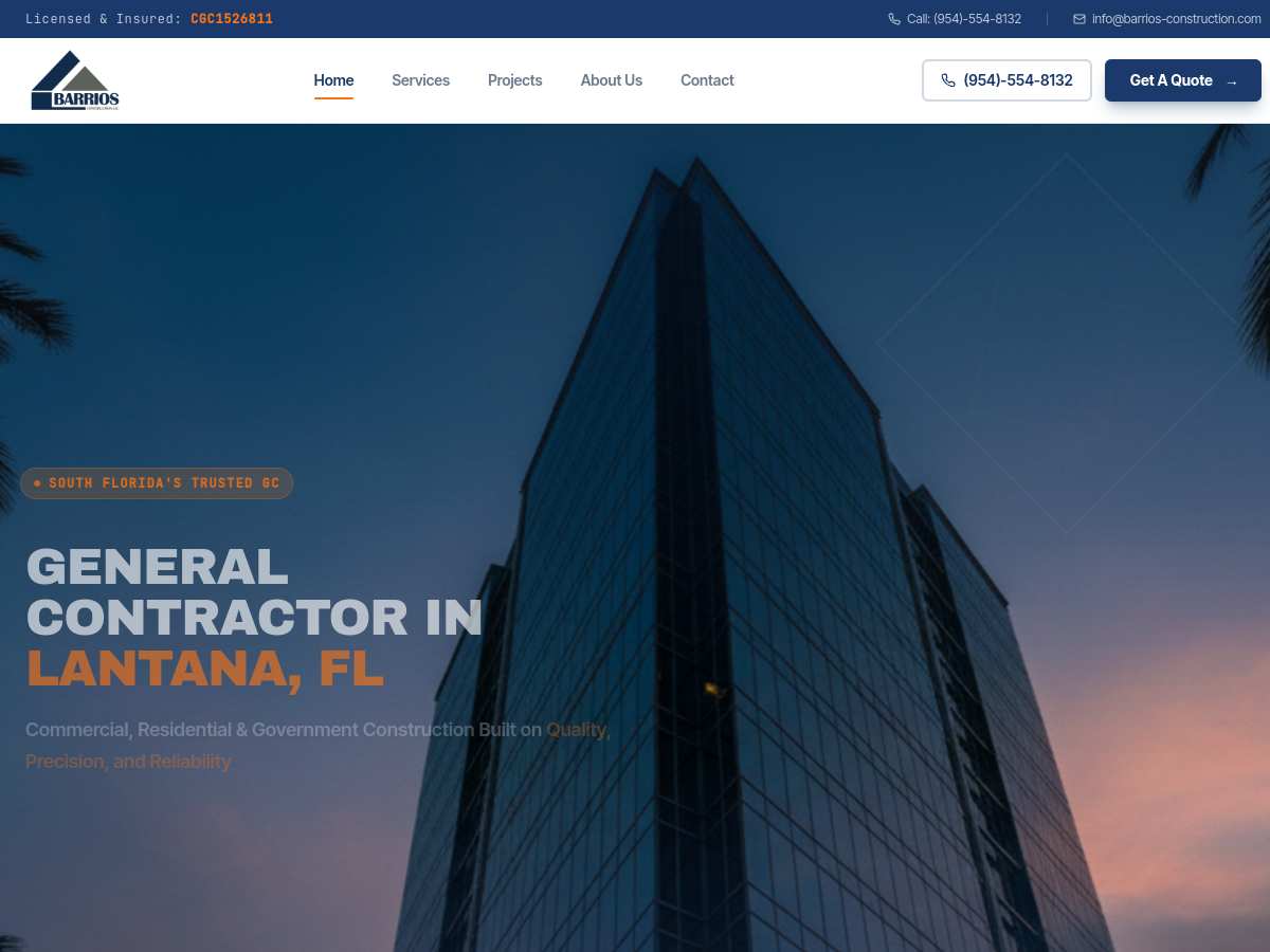 Barrios Construction website