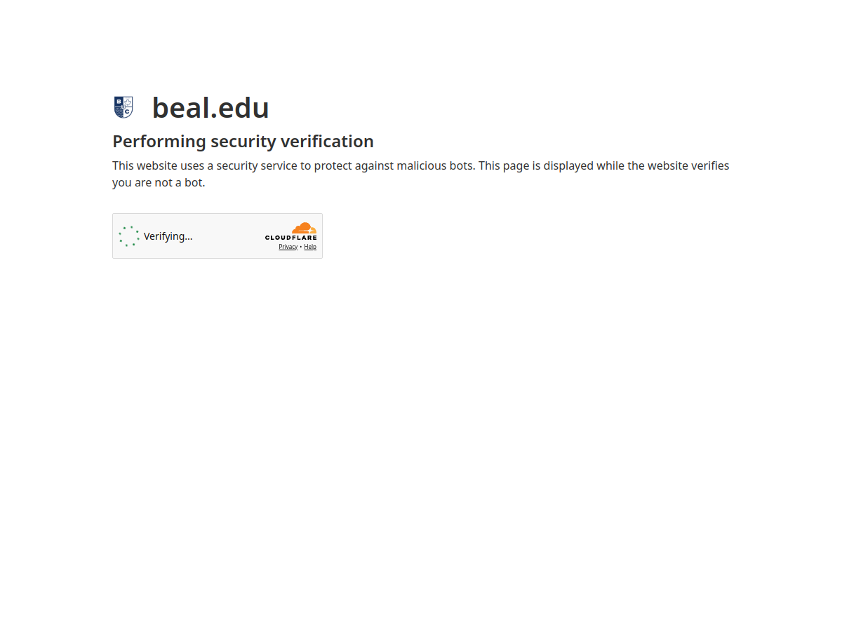 Beal University website screenshot
