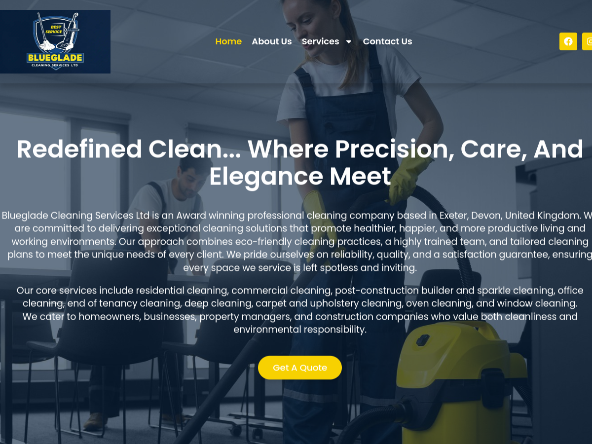 Blue Glade homepage preview