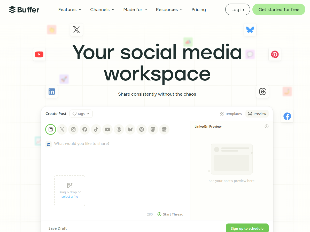 Buffer website screenshot