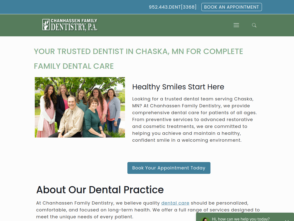 Chanhassen Family Dentistry website screenshot