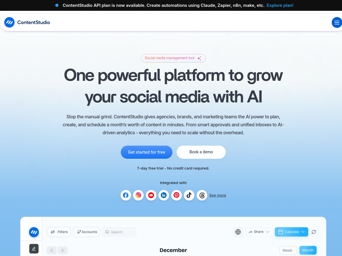 ContentStudio website screenshot