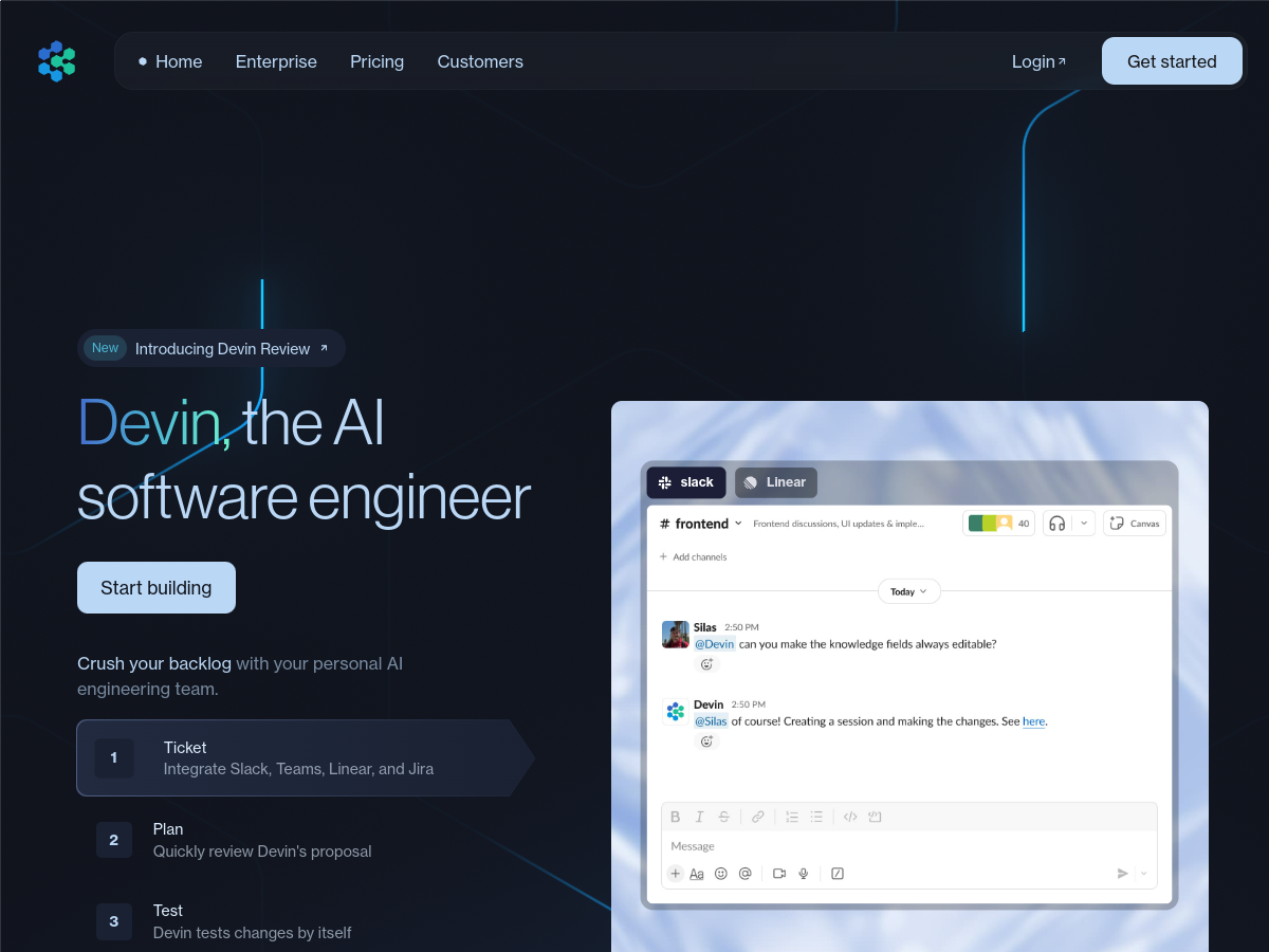 Devin website screenshot