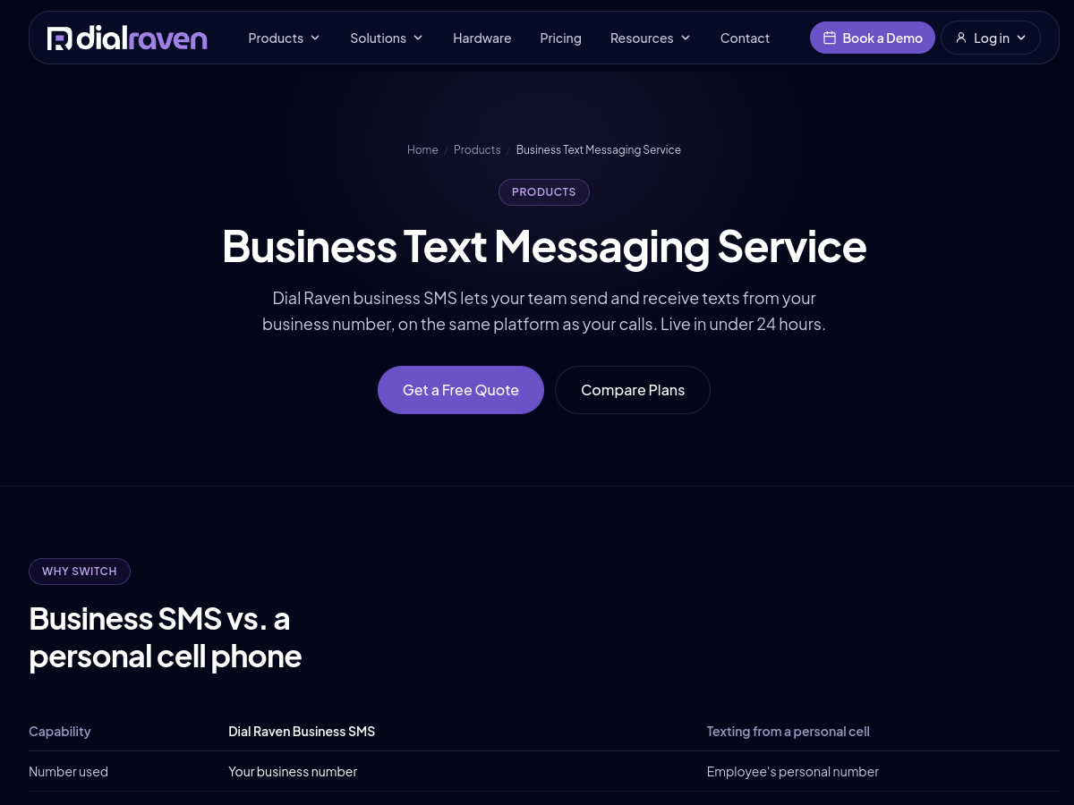 Dial Raven website screenshot