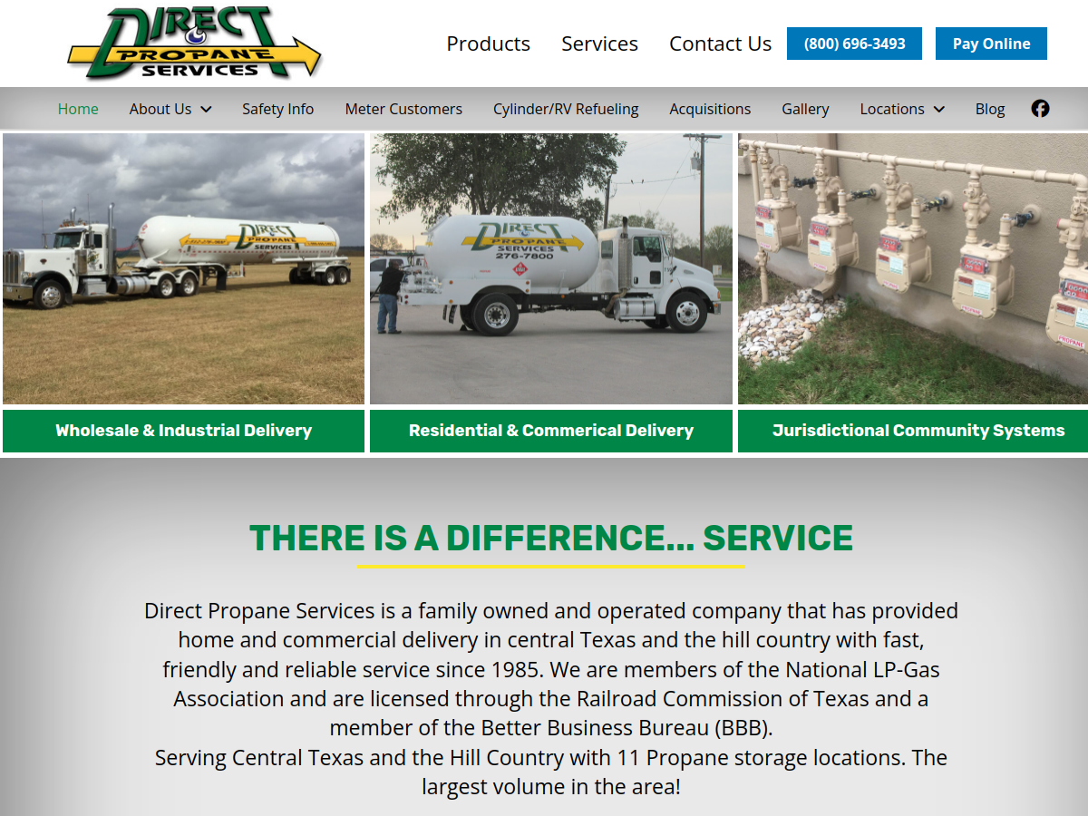 Direct Propane Services website screenshot