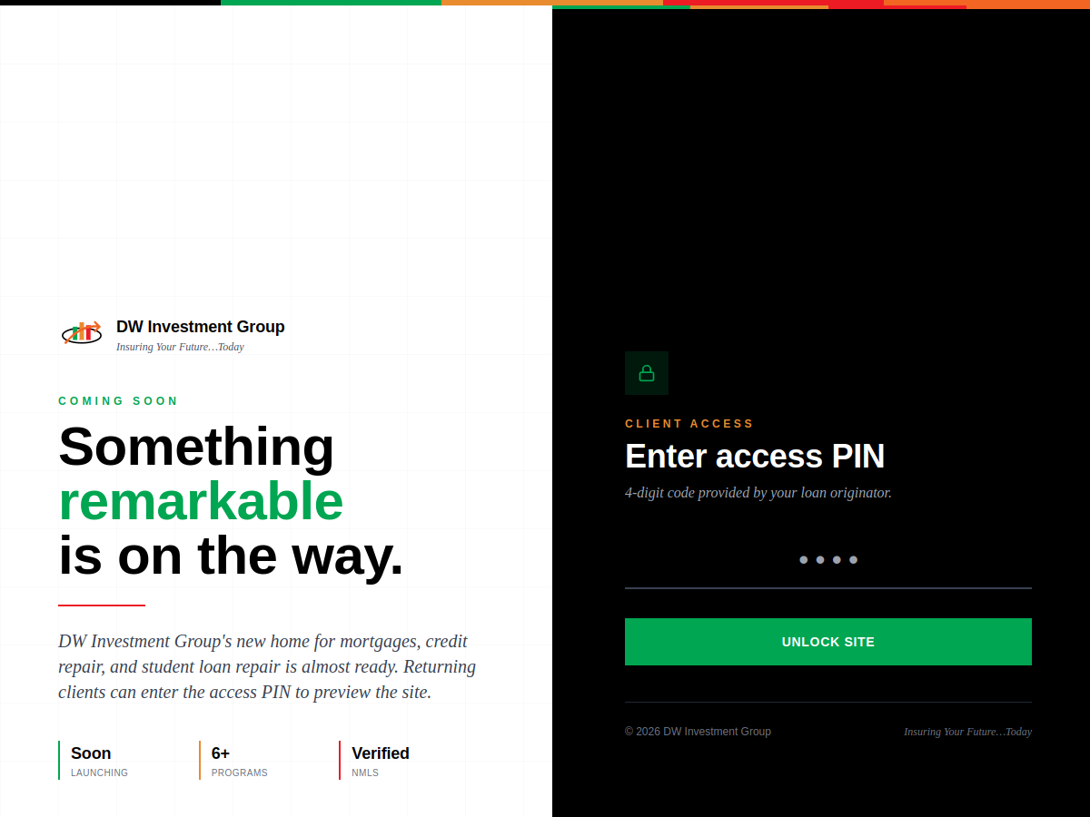 DW Investment Group — Corporate + Investor Portal