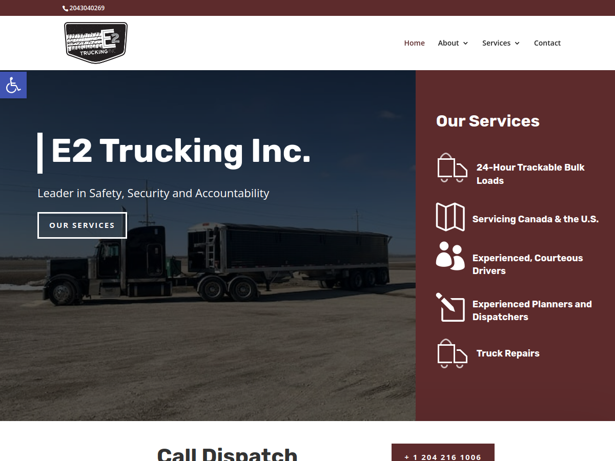 E2 Trucking website screenshot