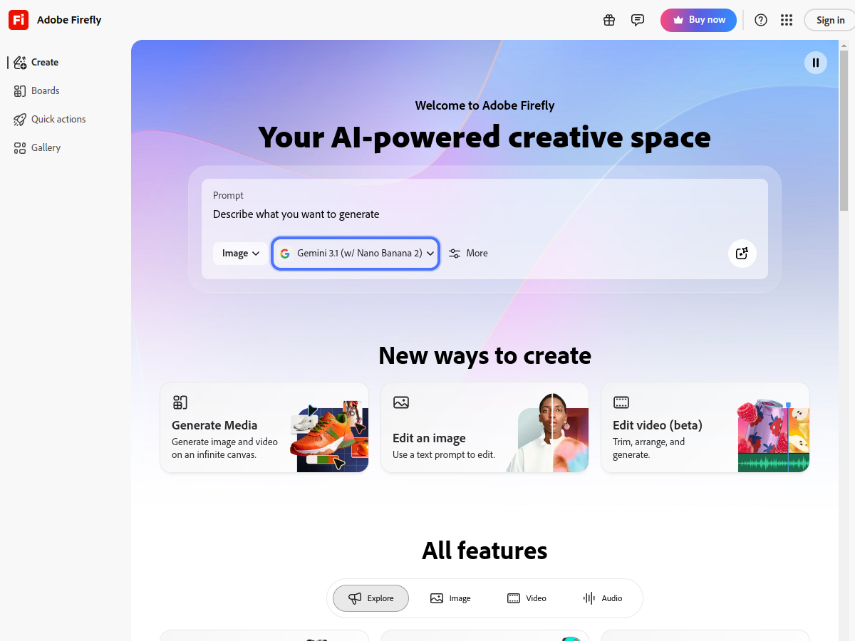 Adobe Firefly website screenshot