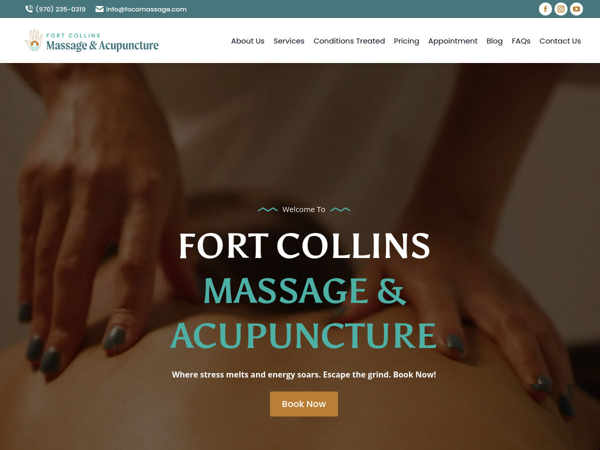 Fort Collins Massage and Acupuncture website screenshot