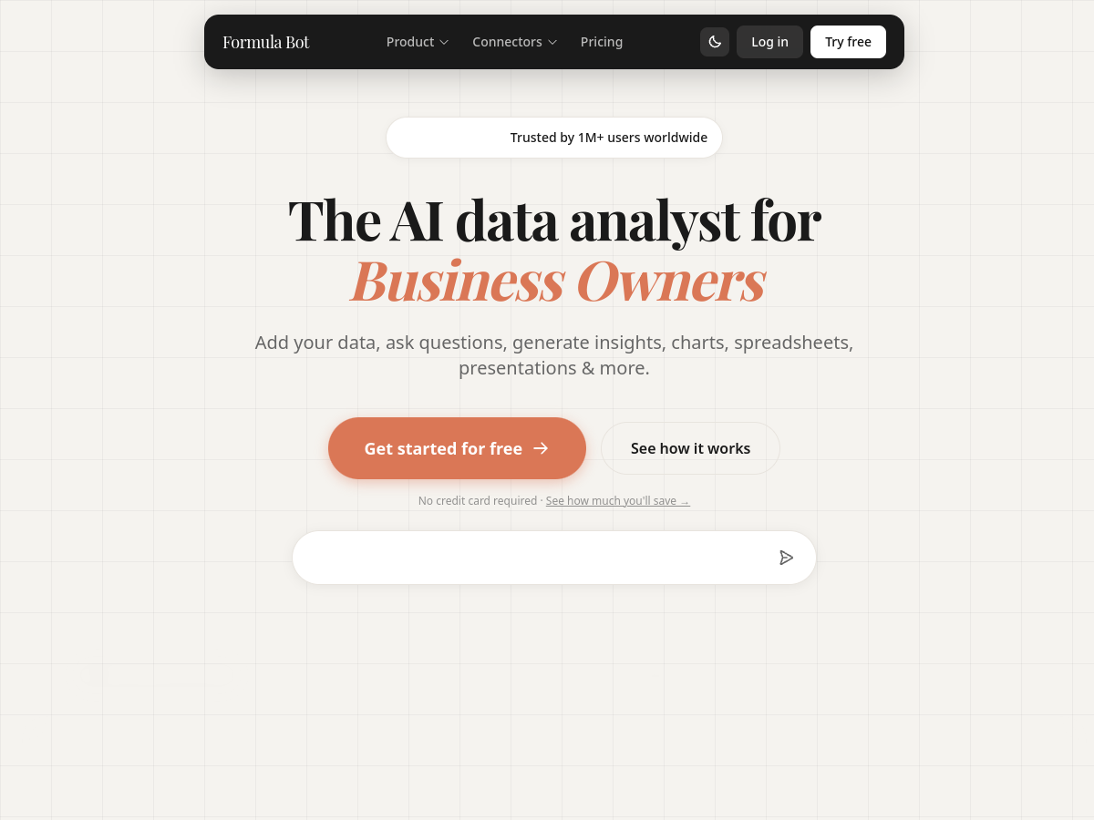 Formula Bot — live product screenshot