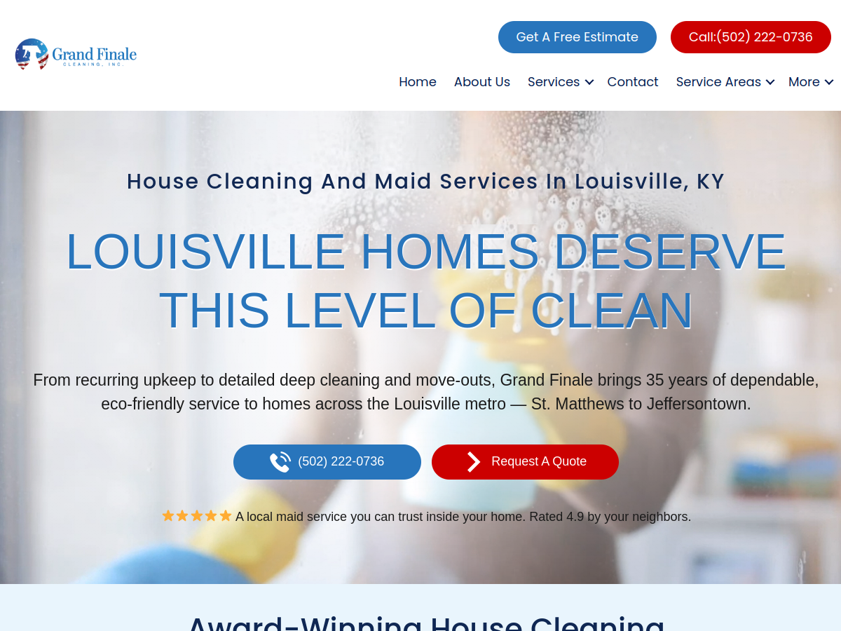 Grand Finale Cleaning website screenshot