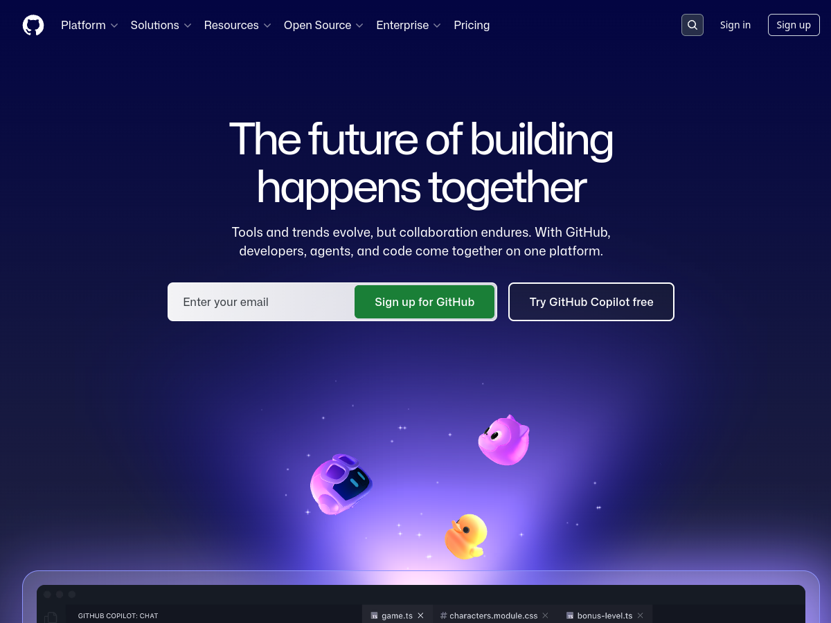 GitHub Copilot website screenshot
