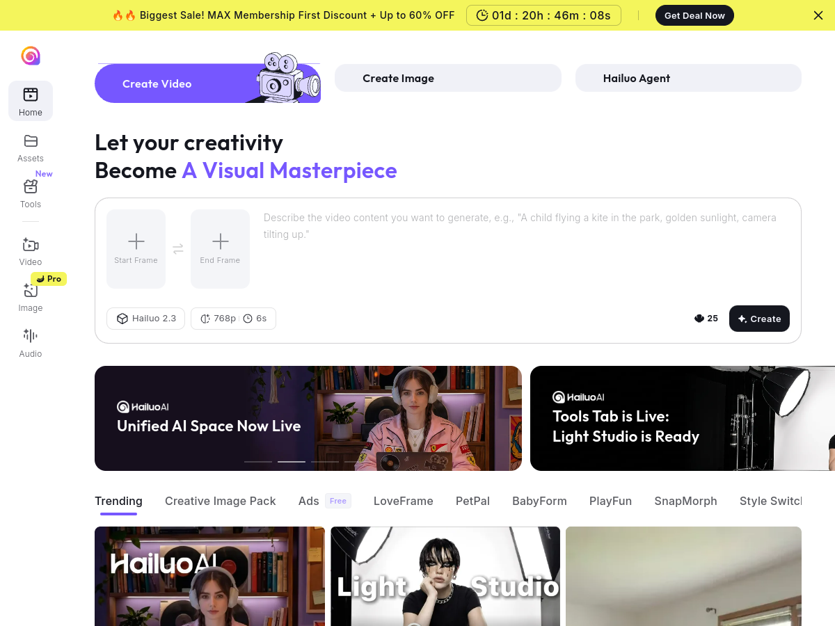 Hailuo AI website screenshot