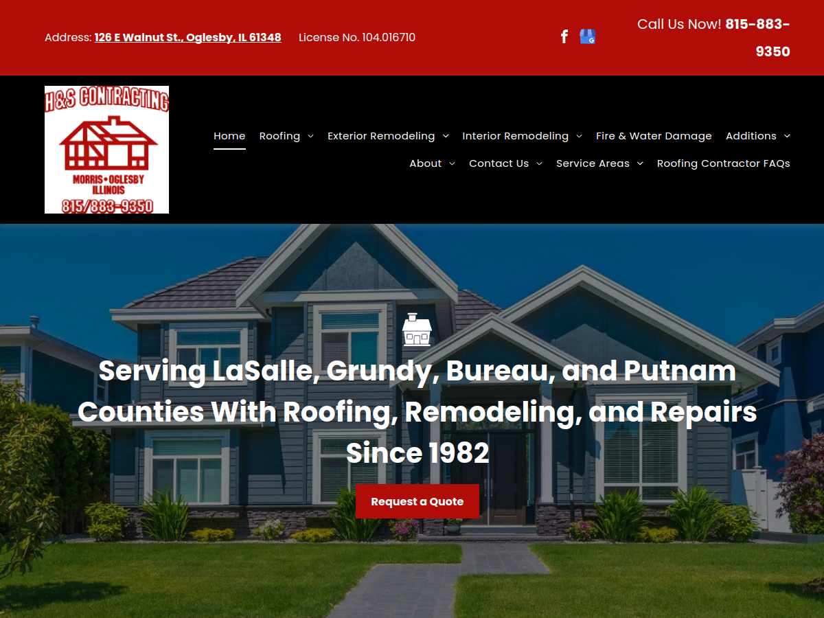 H & S Contracting Inc. website screenshot