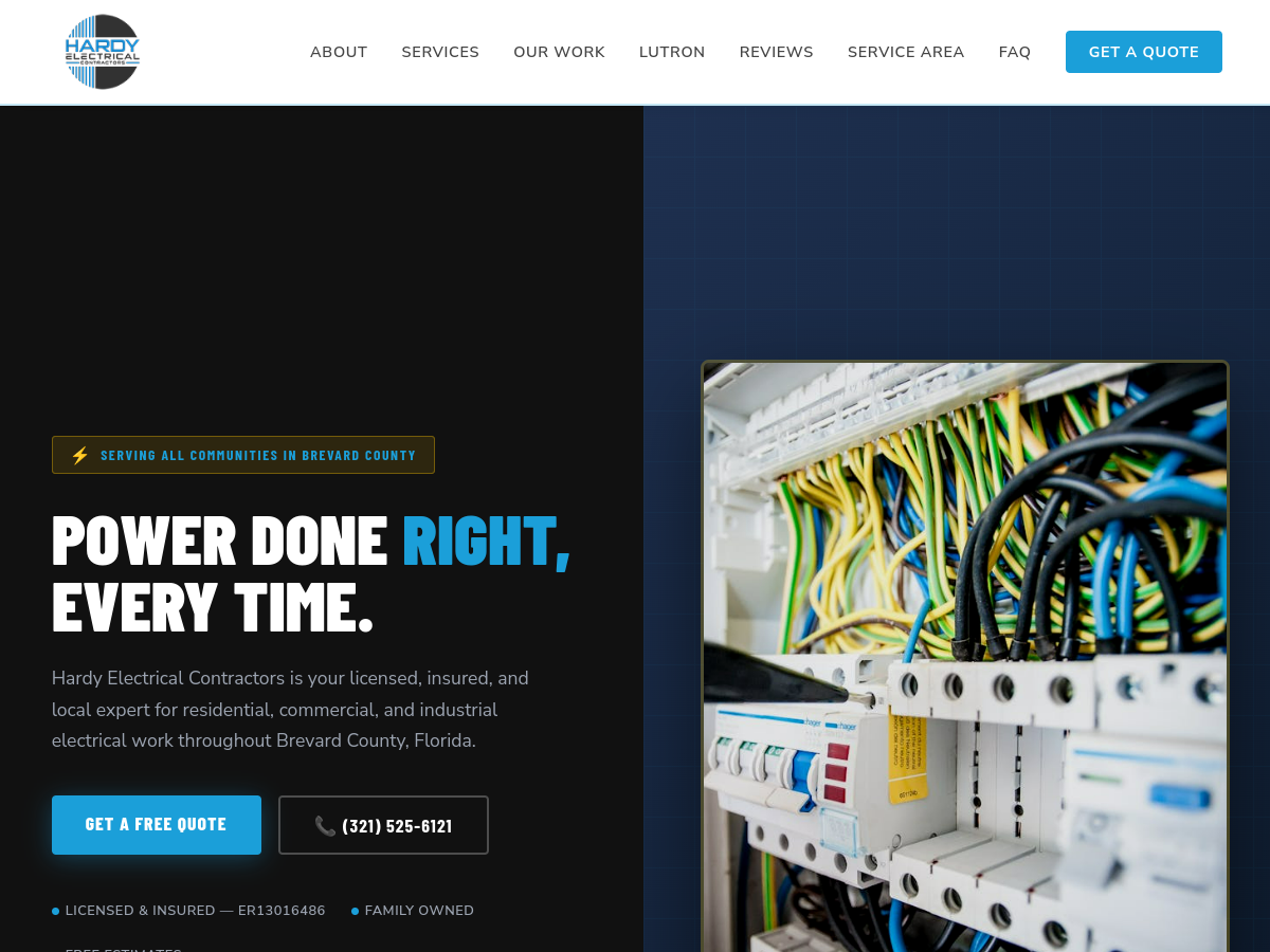 Hardy Electrical Contractors website preview